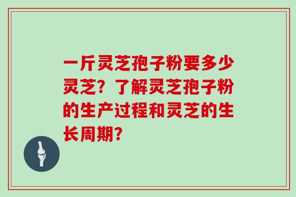 一斤灵芝孢子粉要多少灵芝?了解灵芝孢子粉的生产过程和灵芝的生长周期? 一斤灵芝孢子粉要多少灵芝?了解灵芝孢子粉的生产过程和灵芝的生长周期?