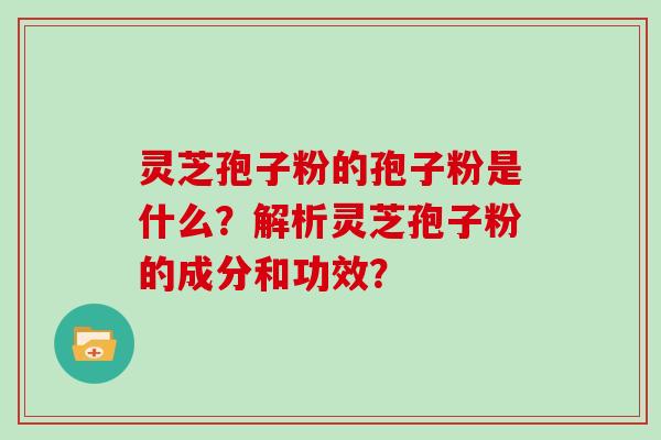 灵芝孢子粉的孢子粉是什么？解析灵芝孢子粉的成分和功效？