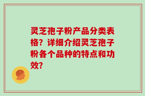 灵芝孢子粉产品分类表格？详细介绍灵芝孢子粉各个品种的特点和功效？