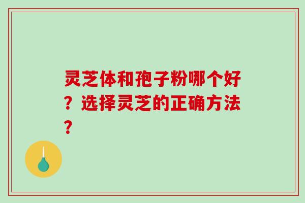 灵芝体和孢子粉哪个好？选择灵芝的正确方法？