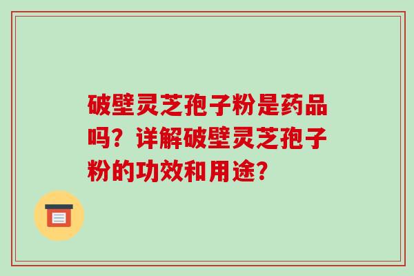 破壁灵芝孢子粉是药品吗？详解破壁灵芝孢子粉的功效和用途？