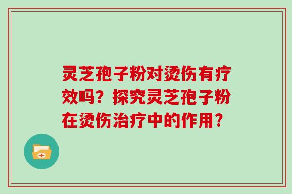 灵芝孢子粉对烫伤有疗效吗？探究灵芝孢子粉在烫伤中的作用？