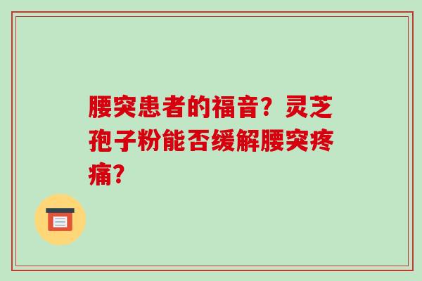 腰突患者的福音？灵芝孢子粉能否缓解腰突？
