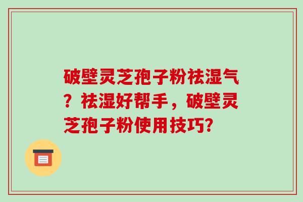 破壁灵芝孢子粉祛湿气？祛湿好帮手，破壁灵芝孢子粉使用技巧？