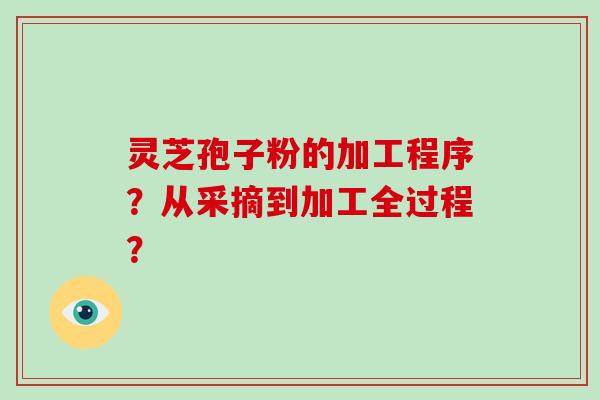 灵芝孢子粉的加工程序？从采摘到加工全过程？
