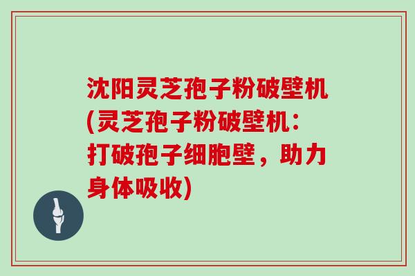 沈阳灵芝孢子粉破壁机(灵芝孢子粉破壁机：打破孢子细胞壁，助力身体吸收)