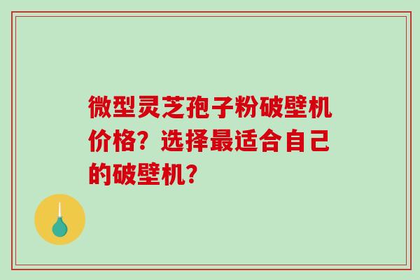 微型灵芝孢子粉破壁机价格?选择适合自己的破壁机? 微型灵芝孢子粉破壁机价格?选择适合自己的破壁机?