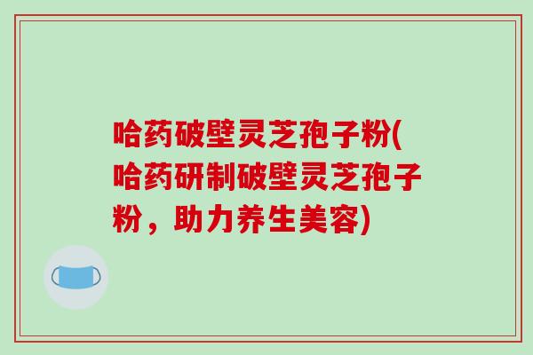 哈药破壁灵芝孢子粉(哈药研制破壁灵芝孢子粉，助力养生美容)