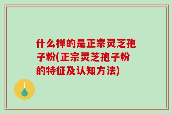 什么样的是正宗灵芝孢子粉(正宗灵芝孢子粉的特征及认知方法)