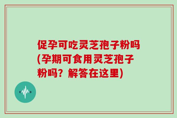促孕可吃灵芝孢子粉吗(孕期可食用灵芝孢子粉吗？解答在这里)
