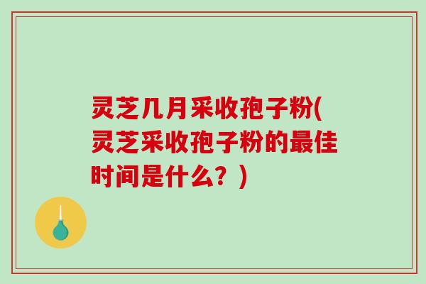 灵芝几月采收孢子粉(灵芝采收孢子粉的佳时间是什么？)