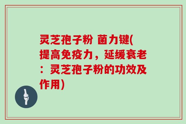 灵芝孢子粉 菌力键(提高免疫力，延缓：灵芝孢子粉的功效及作用)