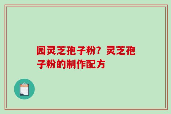 园灵芝孢子粉?灵芝孢子粉的制作配方 园灵芝孢子粉?灵芝孢子粉的制作配方
