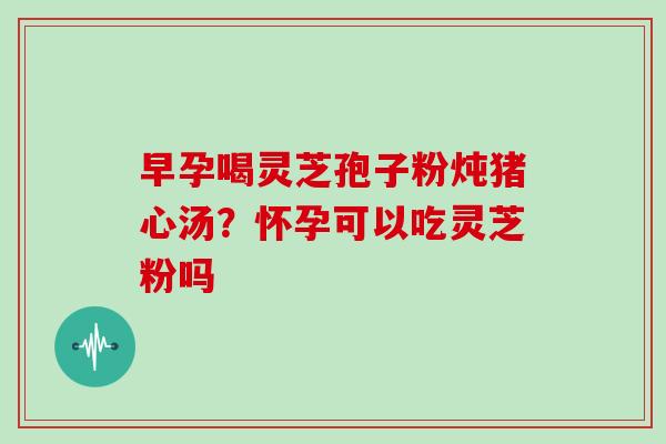 早孕喝灵芝孢子粉炖猪心汤?怀孕可以吃灵芝粉吗 早孕喝灵芝孢子粉炖猪心汤?怀孕可以吃灵芝粉吗