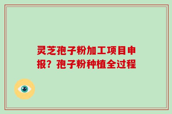 灵芝孢子粉加工项目申报？孢子粉种植全过程