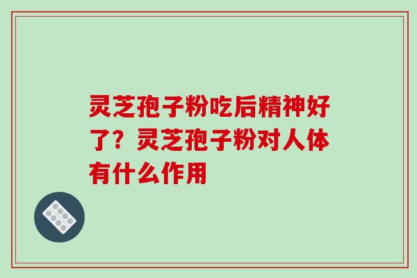 灵芝孢子粉吃后精神好了？灵芝孢子粉对人体有什么作用