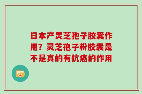 日本产灵芝孢子胶囊作用？灵芝孢子粉胶囊是不是真的有抗的作用