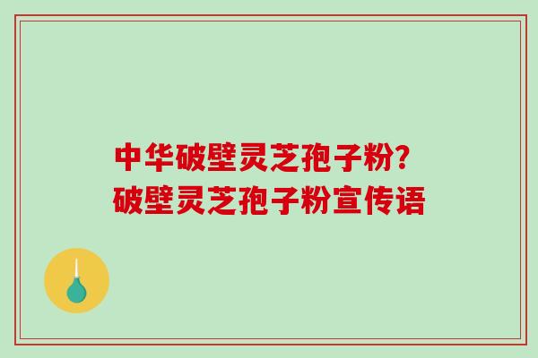 中华破壁灵芝孢子粉？破壁灵芝孢子粉宣传语