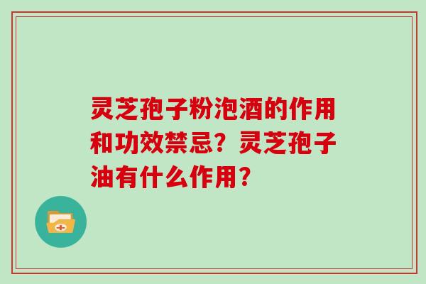 灵芝孢子粉泡酒的作用和功效禁忌?灵芝孢子油有什么作用? 灵芝孢子粉泡酒的作用和功效禁忌?灵芝孢子油有什么作用?