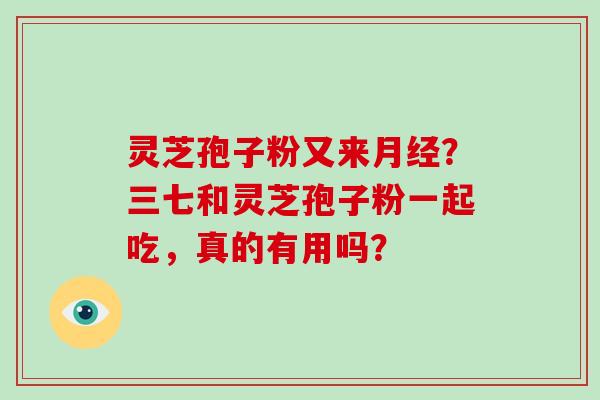 灵芝孢子粉又来?三七和灵芝孢子粉一起吃,真的有用吗? 灵芝孢子粉又来?三七和灵芝孢子粉一起吃,真的有用吗?