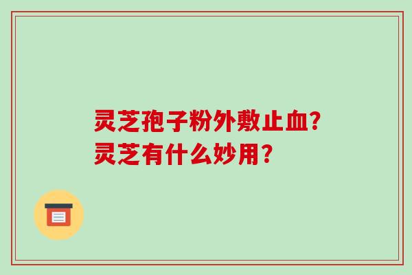 灵芝孢子粉外敷止？灵芝有什么妙用？