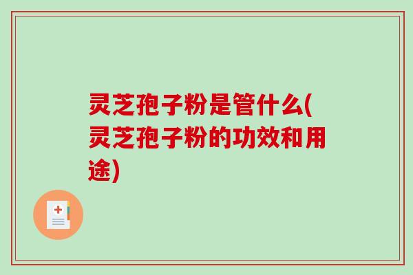 灵芝孢子粉是管什么(灵芝孢子粉的功效和用途)
