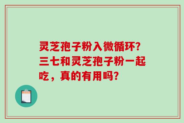 灵芝孢子粉入微循环？三七和灵芝孢子粉一起吃，真的有用吗？