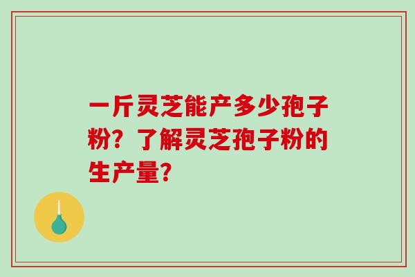 一斤灵芝能产多少孢子粉？了解灵芝孢子粉的生产量？