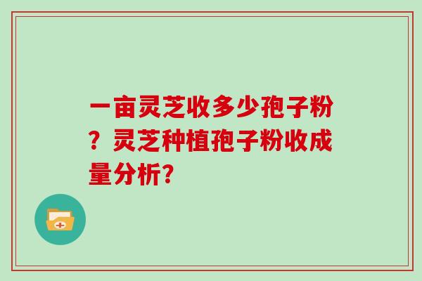 一亩灵芝收多少孢子粉？灵芝种植孢子粉收成量分析？