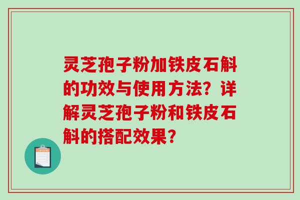 灵芝孢子粉加铁皮石斛的功效与使用方法？详解灵芝孢子粉和铁皮石斛的搭配效果？