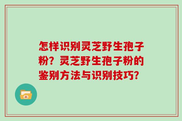 怎样识别灵芝野生孢子粉？灵芝野生孢子粉的鉴别方法与识别技巧？