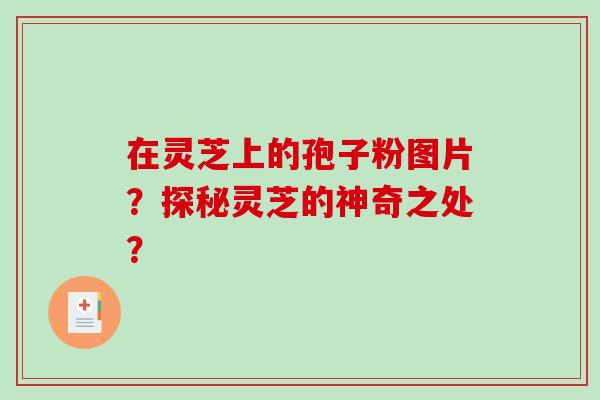 在灵芝上的孢子粉图片?探秘灵芝的神奇之处? 在灵芝上的孢子粉图片?探秘灵芝的神奇之处?