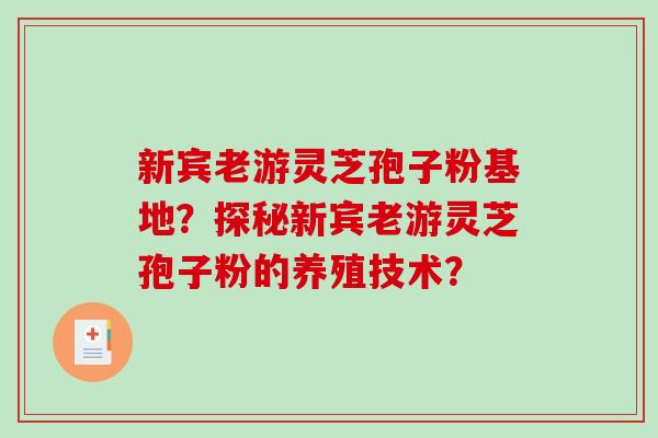 新宾老游灵芝孢子粉基地？探秘新宾老游灵芝孢子粉的养殖技术？