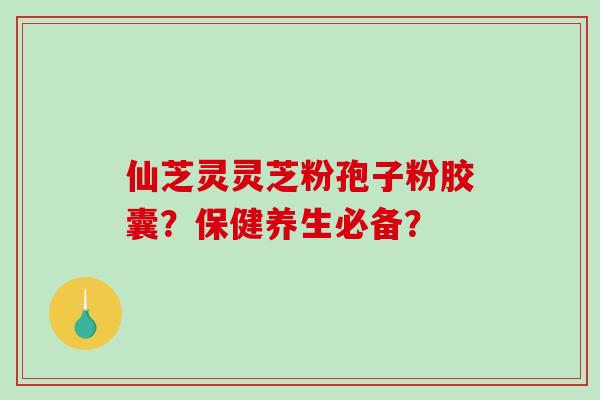 仙芝灵灵芝粉孢子粉胶囊？保健养生必备？
