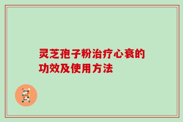 灵芝孢子粉心衰的功效及使用方法