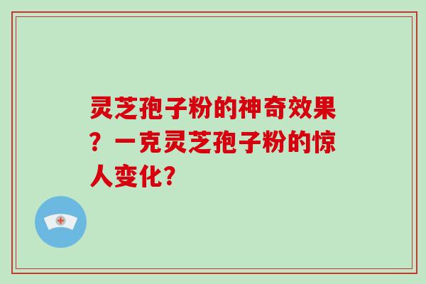 灵芝孢子粉的神奇效果？一克灵芝孢子粉的惊人变化？