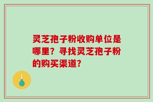 灵芝孢子粉收购单位是哪里？寻找灵芝孢子粉的购买渠道？