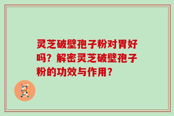 灵芝破壁孢子粉对胃好吗？解密灵芝破壁孢子粉的功效与作用？