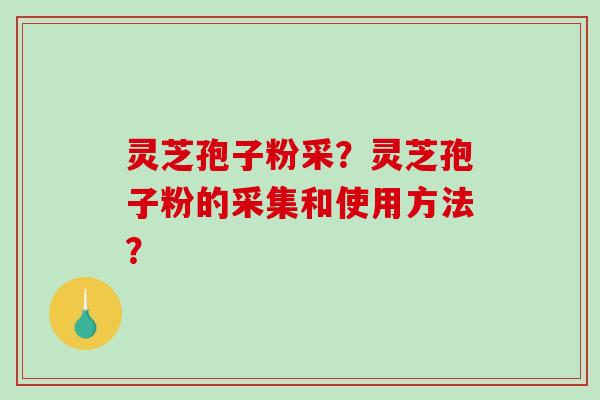 灵芝孢子粉采？灵芝孢子粉的采集和使用方法？