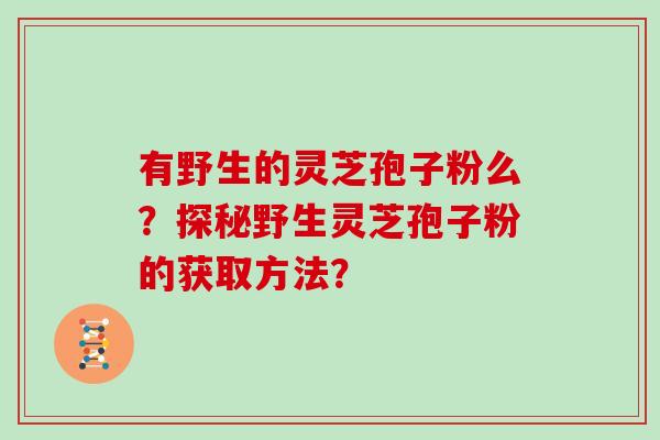 有野生的灵芝孢子粉么？探秘野生灵芝孢子粉的获取方法？