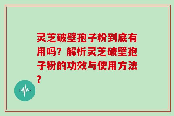 灵芝破壁孢子粉到底有用吗？解析灵芝破壁孢子粉的功效与使用方法？