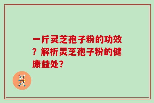 一斤灵芝孢子粉的功效?解析灵芝孢子粉的健康益处? 一斤灵芝孢子粉的功效?解析灵芝孢子粉的健康益处?