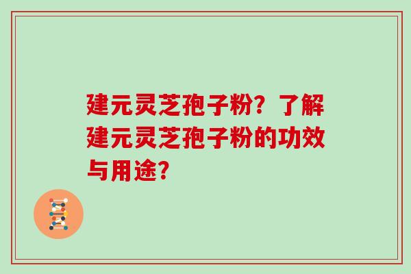 建元灵芝孢子粉？了解建元灵芝孢子粉的功效与用途？