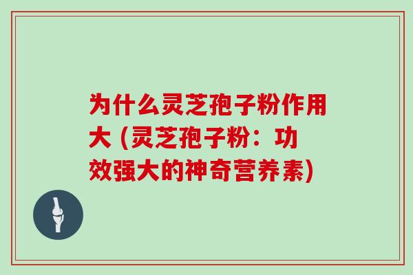 为什么灵芝孢子粉作用大 (灵芝孢子粉：功效强大的神奇营养素)