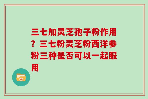 三七加灵芝孢子粉作用？三七粉灵芝粉西洋参粉三种是否可以一起服用