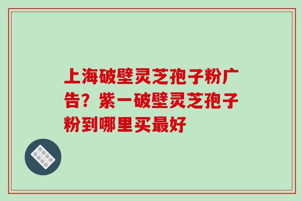 上海破壁灵芝孢子粉广告？紫一破壁灵芝孢子粉到哪里买好