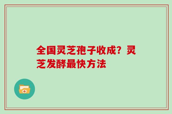 全国灵芝孢子收成？灵芝发酵快方法