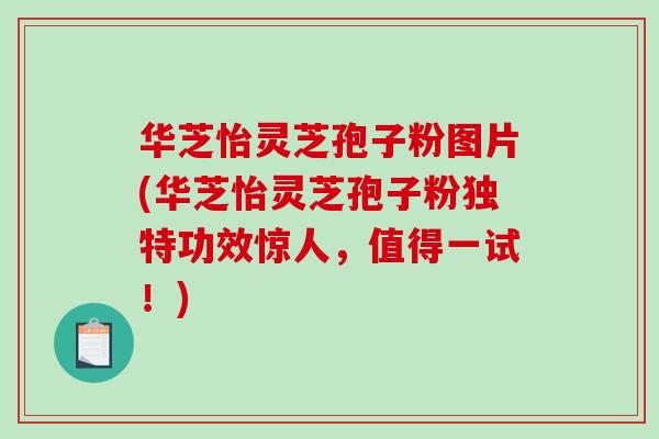 华芝怡灵芝孢子粉图片(华芝怡灵芝孢子粉独特功效惊人，值得一试！)