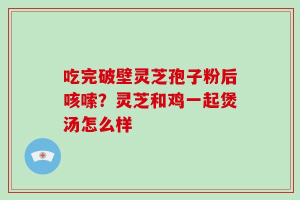 吃完破壁灵芝孢子粉后咳嗦？灵芝和鸡一起煲汤怎么样