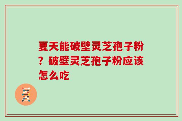 夏天能破壁灵芝孢子粉？破壁灵芝孢子粉应该怎么吃